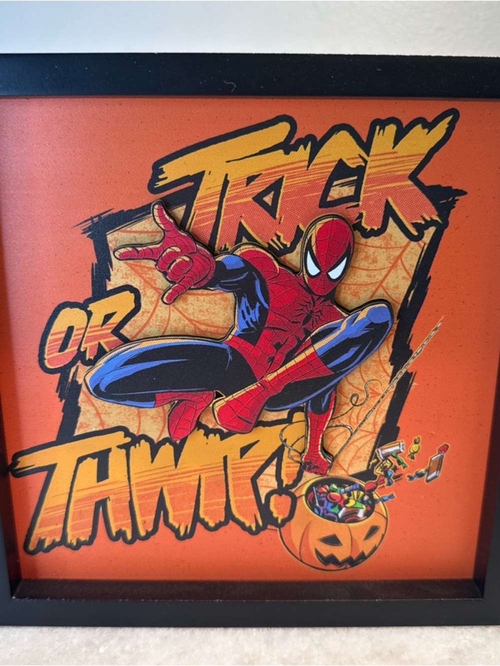 Spider-Man Wall Art Print Halloween 8” Ready to Hang Marvel Comics Trick Wood